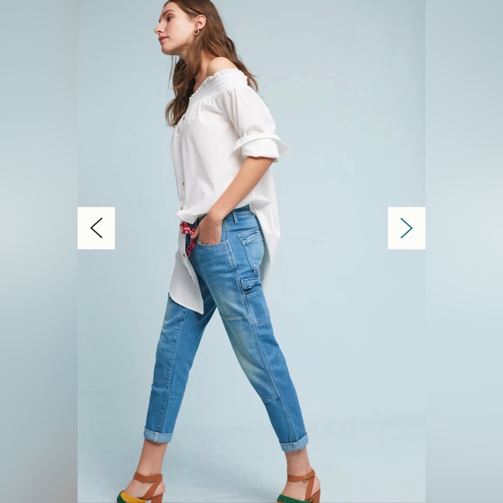 Anthropologie Pilcro Paint Splatter Bandana Cuffed Utility Carpenter Jeans (31) - Picture 4 of 13